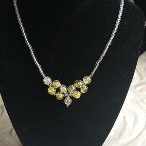 Handmade Yellow And Transparent Glass Bead Necklace